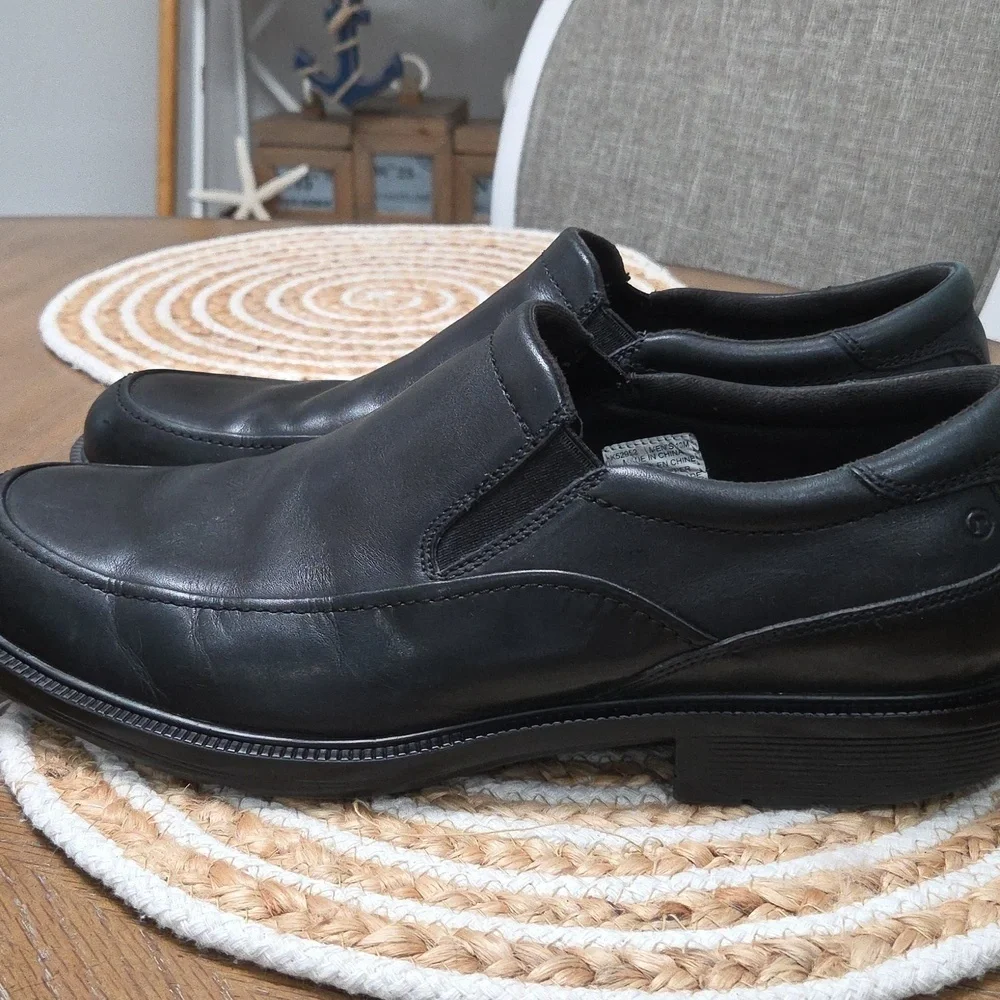 Rockport Men’s Taylor Waterproof Slip On Black Leather Loafers, Size 13